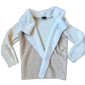 Fever Faux Sheepskin Knit Sweater Jacket Cardigan Cozy Western Cowgirl Boho